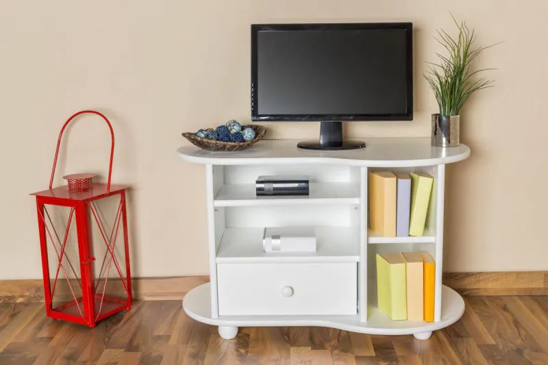 Commode-TV Bois massif Couleur: Blanc 60x96x48 cm Abbildung