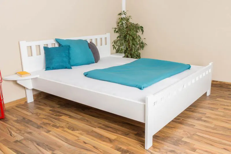 Pin Bois massif Cadre de lit 180 x 200 cm Blanc Abbildung
