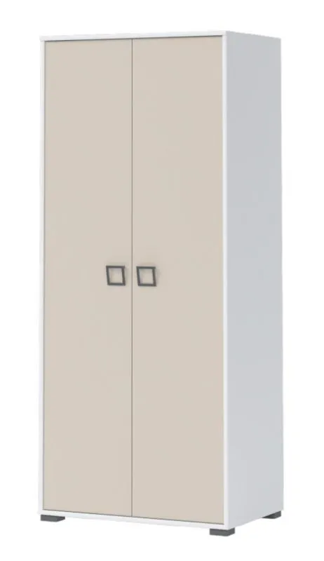 Armoire à portes battantes / armoire 12, couleur : blanc / crème - Dimensions : 198 x 84 x 56 cm (H x L x P)