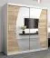 Armoire à portes coulissantes / Penderie Combin 05 avec miroir, Couleur : Blanc mat / Chêne de Sonoma - Dimensions : 200 x 200 x 62 cm (H x L x P)