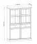 Vitrine Torsakala 09 en blanc opalin, 161 x 114 x 40 cm, 8 compartiments, 4 étagères, 2 tiroirs, 2 portes en bois, 2 portes en verre, ABS