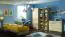 Bureau Mochis 10, couleur : chêne Sonoma clair incluant 3 inserts couleur - Dimensions : 76 x 120 x 55 cm (H x L x P), avec 1 porte, 1 tiroir et 2 compartiments