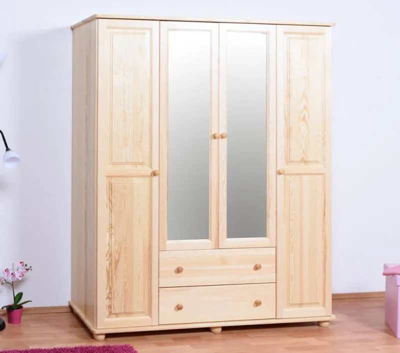 Chambre à coucher - Armoire Pin Bois véritable massif Naturel - Dimensions: 195 x 160 x 60 cm (H x L x P) Abbildung