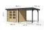 Abri de jardin en bois toit rapporté naturel/anthracite 2,35 m, épicéa nordique, porte à double battant avec serrure à cylindre, toit en tôle trapézoïdale, 2,38 × 2,13 m