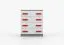 Commode Smolikas 13 | 80 cm de large | Blanc / Gris | 4 tiroirs spacieux | Poignées bois rouges | 90 x 80 x 40 cm | Enfant & Jeunesse
