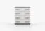 Commode Smolikas 15 | 80 cm large | Blanc & Gris | 4 tiroirs spacieux | Poignées bois brun | 90 x 80 x 40 cm