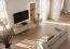 Meuble-paroi / Avec éclairage LED intégré / Couleur : Gris argile / Chêne Coast Evoke / Fonction push-to-open / 300 x 45 x 160 cm / Façade striée / Long meuble TV