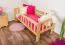 lit d'enfant avec protection anti-chute en bois de pin naturel massif A17, sommier à lattes inclus - Dimensions 70 x 160 cm 