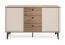 Commode | Noyer/Cachemire | 140 x 40 x 81 cm | Pieds métalliques | Chants ABS | 2 portes | Système Push-to-open | 3 tiroirs avec système Soft Close | 4 compartiments | Belladere 04