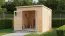 Abri de jardin / Plancher inclus / Cabane de jardin / Naturel / Construction en éléments / Surface au sol : 5,81 m² / Toit plat / Dresden 04 / Porte encadrée de bois massif avec fenêtres