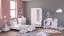 Chambre d'enfant - Table de chevet Ines 11, Couleur : Blanc / Rose / Gris - Dimensions : 34 x 44 x 39 cm (H x L x P)