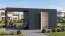Abri de jardin Lounge Frankfurt 02 avec extension de toit | Surface au sol : 13,12 m² | Gris / Anthracite | Toit en pente | Abri de jardin modulaire | Panneaux de façade en HPL