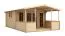 Abri de jardin avec terrasse Sonora 02 - Maison en madriers de 40 mm, Surface au sol : 25,24 m², Toit en bâtière