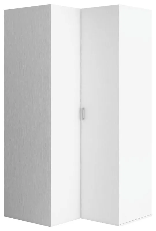 Armoire à portes battantes / armoire d'angle Minnea 06, couleur : blanc - Dimensions : 206 x 105 x 104 cm (H x L x P)