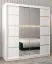 Armoire à portes coulissantes / Penderie Jan 04D avec miroir, Couleur : Blanc mat - Dimensions : 200 x 180 x 62 cm (H x L x P)