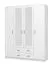 Armoire neutre avec deux tiroirs Kovin 03, Couleur : Blanc, deux portes miroir, une tringle à vêtements, dimensions : 205 x 160 x 52 cm, pour chambre à coucher