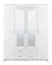 Armoire neutre avec deux tiroirs Kovin 03, Couleur : Blanc, deux portes miroir, une tringle à vêtements, dimensions : 205 x 160 x 52 cm, pour chambre à coucher