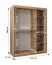 Armoire à portes coulissantes / Penderie Bernina 11, Couleur : Noir, largeur 1,5 m, une porte avec miroir, cinq casiers, deux tringles à vêtements, rails en aluminium