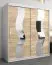 Armoire à portes coulissantes avec miroir Hacho 04 | Blanc mat & Chêne Sonoma | 200 x 180 x 62 cm