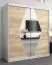 Armoire à portes coulissantes / Penderie Alphubel 04 avec miroir, Couleur : Blanc mat / Chêne de Sonoma - Dimensions : 200 x 180 x 62 cm ( H x L x P)