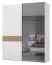 Armoire à portes coulissantes / Penderie Faleasiu 07, Couleur : Blanc / Noyer - Dimensions : 224 x 182 x 61 cm (H x L x P)