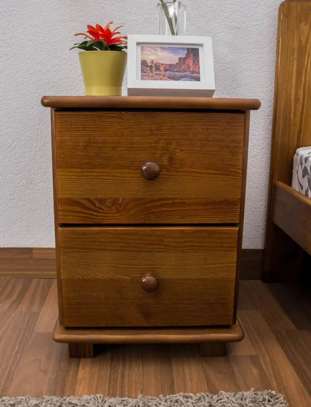 Table de nuit en pin massif, couleur chêne 009 - Dimensions 55 x 42 x 47 cm (H x L x P)