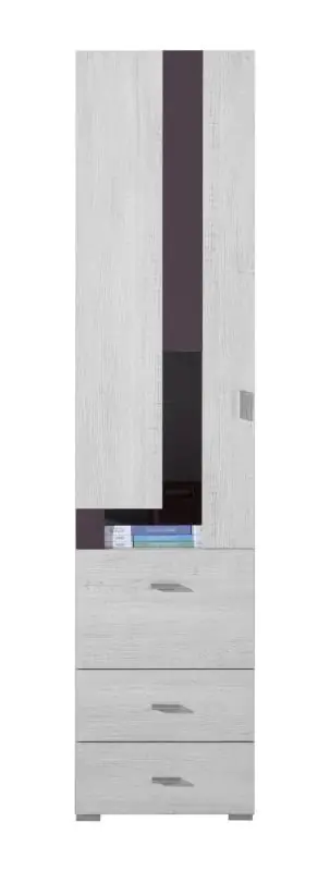 Chambre d'adolescents - Armoire "Emilian" 05, pin blanchi / gris foncé - Dimensions : 195 x 45 x 40 cm (H x L x P)