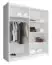 Armoire simple avec miroir Warbreck 47, Couleur : Blanc - Dimensions : 200 x 180 x 62 cm (h x l x p), avec cinq casiers