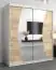 Armoire à portes coulissantes / Penderie Combin 04 avec miroir, Couleur : Blanc mat / Chêne de Sonoma - Dimensions : 200 x 180 x 62 cm (H x L x P)
