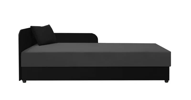 Lit de jour avec tête de lit à gauche Lobatos 69 | Noir/Gris | Couchage 80 x 195 cm | Rangement intégré | Idéal chambre d’amis