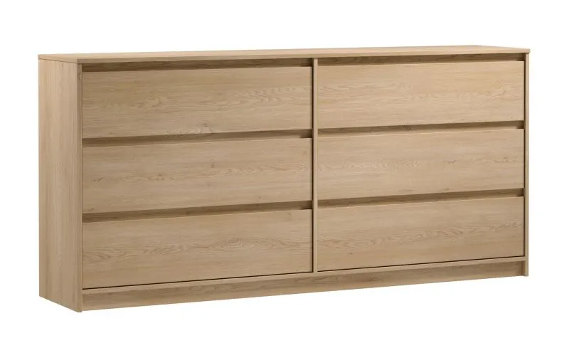 Commode spacieuse Gracilius 06 avec 6 grands tiroirs, 87 x 181 x 40 cm, Chêne Cremona, Protection des bords ABS, Poignées sobres, Salon ou Chambre à coucher