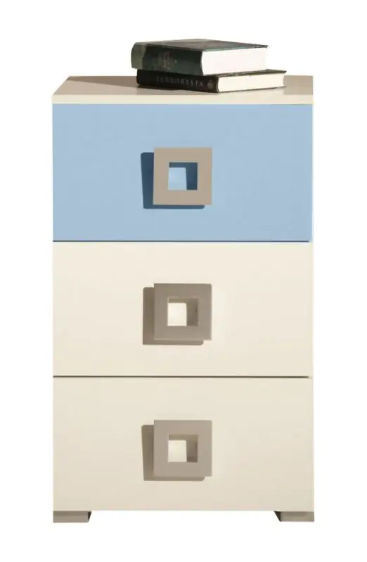 Commode de la chambre des jeunes Namur 09, couleur : Bleu / Beige - Dimensions : 76 x 45 x 44 cm (H x L x P)