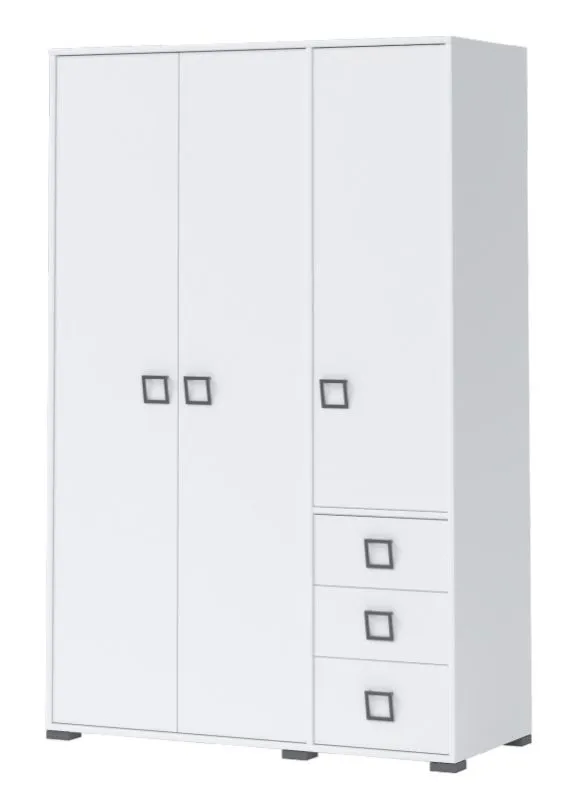 Armoire à portes battantes / armoire 14, couleur : blanc - Dimensions : 198 x 126 x 56 cm (H x L x P)