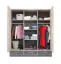 Armoire à portes battantes / armoire avec miroir Beerzel 01, couleur : chêne / gris - Dimensions : 230 x 204 x 60 cm (H x L x P)