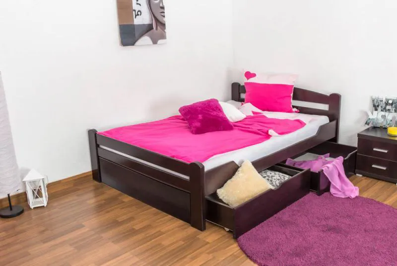 Cadre de lit Hêtre 140 x 200 cm Brun chocolat Abbildung
