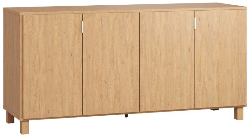 Commode Averias 04, couleur : chêne - Dimensions : 78 x 160 x 47 cm (H x L x P)
