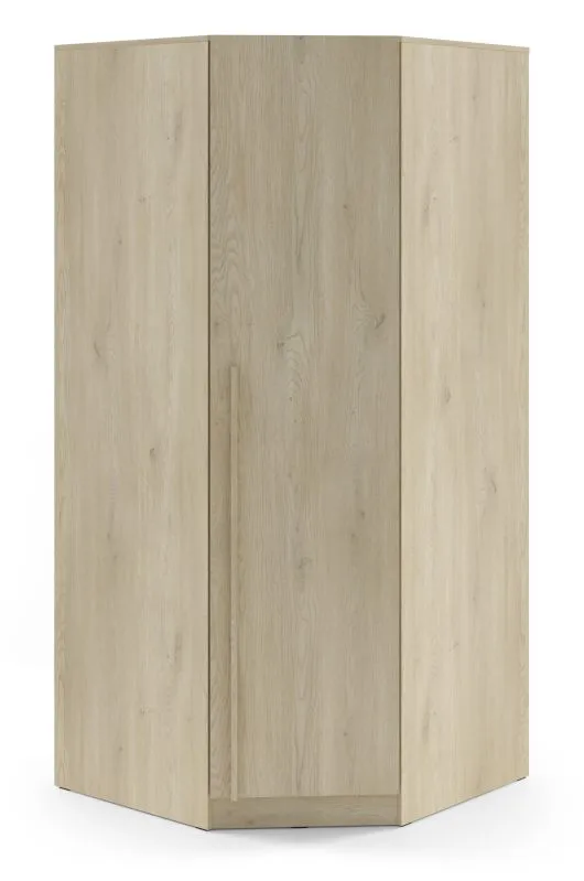 Armoire d'angle / 2 portes / 2 tringles à vêtements / 6 compartiments / Couleur : Chêne Cremona / 95 x 95 x 210 cm / Chants ABS / Edegem 04