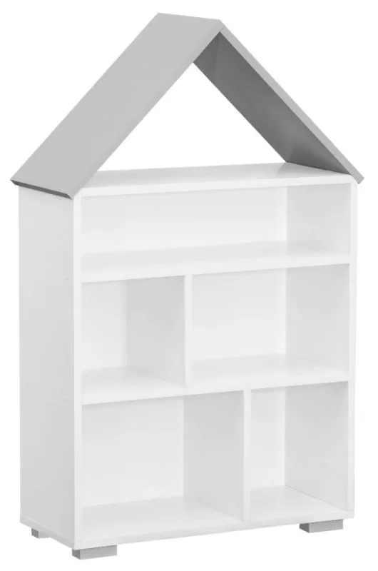 Bibliothèque enfant Daniel 01 | Blanc / Gris | 117 x 83 x 30 cm | Design moderne et gain de place