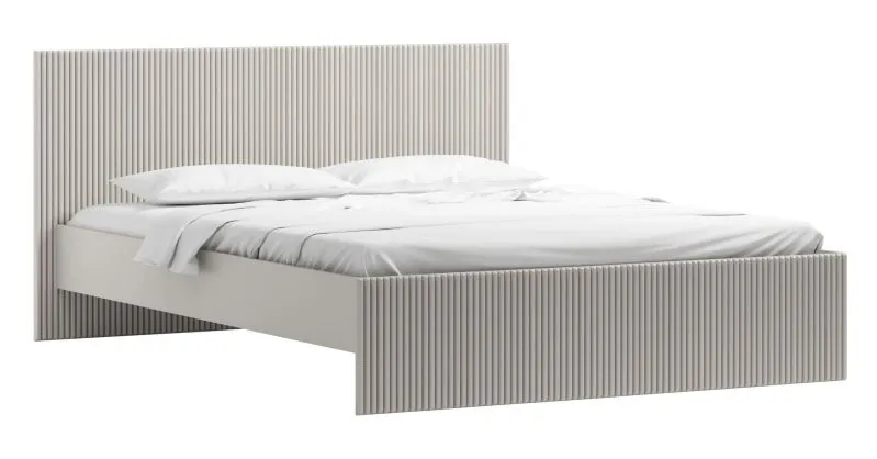 Lit simple 140 x 200 cm avec sommier | Design moderne cachemire | Tête et pied rainurés | Très stable