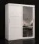 Armoire avec porte miroir Liskamm 33 | Blanc mat | 200 x 150 x 62 cm | 5 étagères, 2 penderies