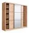 Armoire à portes coulissantes 3 vantaux Panevo 06 | 1 porte miroir | Chêne Artisan | 215,5 x 242 x 60 cm | 11 compartiments