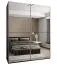 Armoire / Armoire à portes coulissantes | 2 tringles | 2 portes coulissantes | 245,5 x 200 x 64 cm | Fermeture en douceur | Couleur : noir | Miroir | 11 compartiments