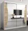 Armoire à portes coulissantes Serbota 05 avec miroir | Blanc mat & Chêne Sonoma | 200 x 200 x 62 cm