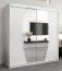Armoire à portes coulissantes / Penderie Calvitero 05 avec miroir, Couleur : Blanc mat - Dimensions : 200 x 200 x 62 cm ( H x L x P)