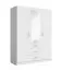 Armoire / 3 tiroirs / Couleur : Blanc / 2 portes battantes / 1 porte miroir / 1 tringle à vêtements / Dimensions : 150,5 x 58 x 200,5 cm / Armoire à portes battantes / Design sobre