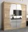 Armoire à portes coulissantes / Penderie Calvitero 05 avec miroir, Couleur : Chêne de Sonoma - Dimensions : 200 x 200 x 62 cm ( H x L x P)