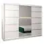 Armoire à portes coulissantes / Penderie Jan 06B avec miroir, Couleur : Blanc mat - Dimensions : 200 x 250 x 62 cm ( H x L x P)