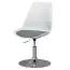 Chaise pivotante design Apolo 130, Couleur : Blanc / Gris / Chrome, assise pivotante à 360°, réglable en hauteur