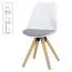 Chaise rembourrée, lot de 2, couleurs vives & bois clair, Couleur : Blanc / Gris / Chêne, assise recouverte de lin
