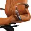 Chaise de bureau haut de gamme avec appuie-tête Apolo 65, couleur : caramel / chrome